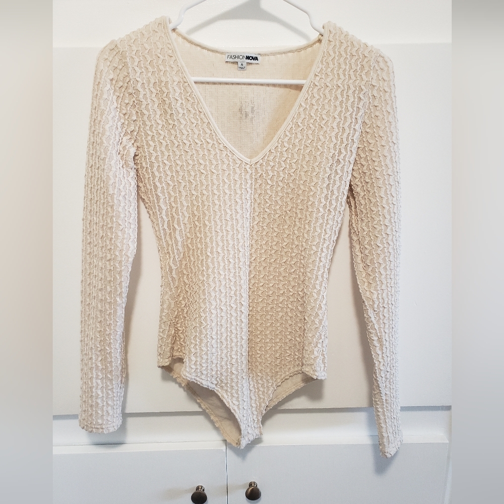 Fashion Nova Cream Bodysuit